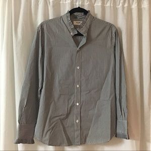 Celine Dark Navy and White Striped Button Down